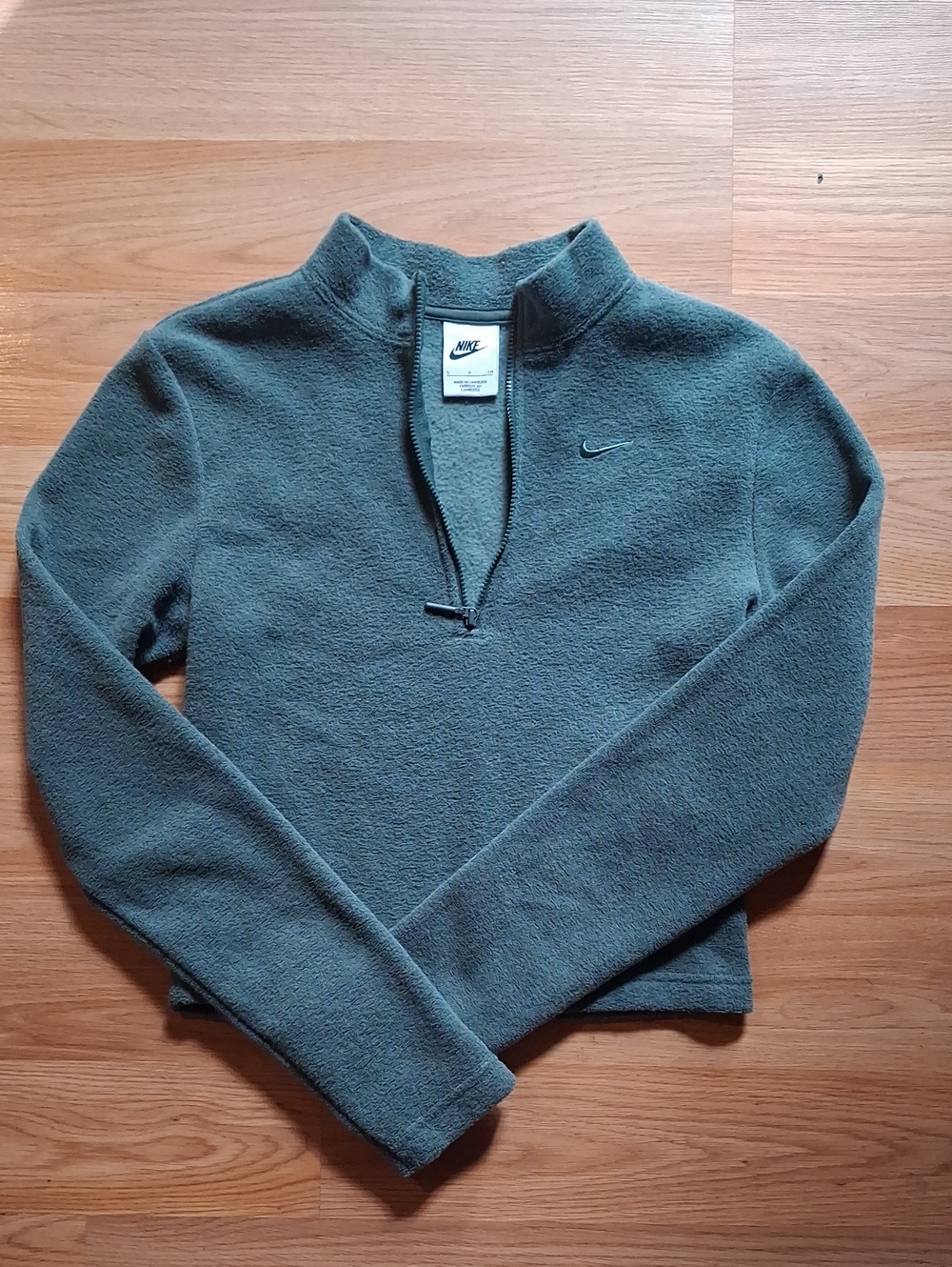 Nike Olive Green Half-Zip Fleece Sweatshirt